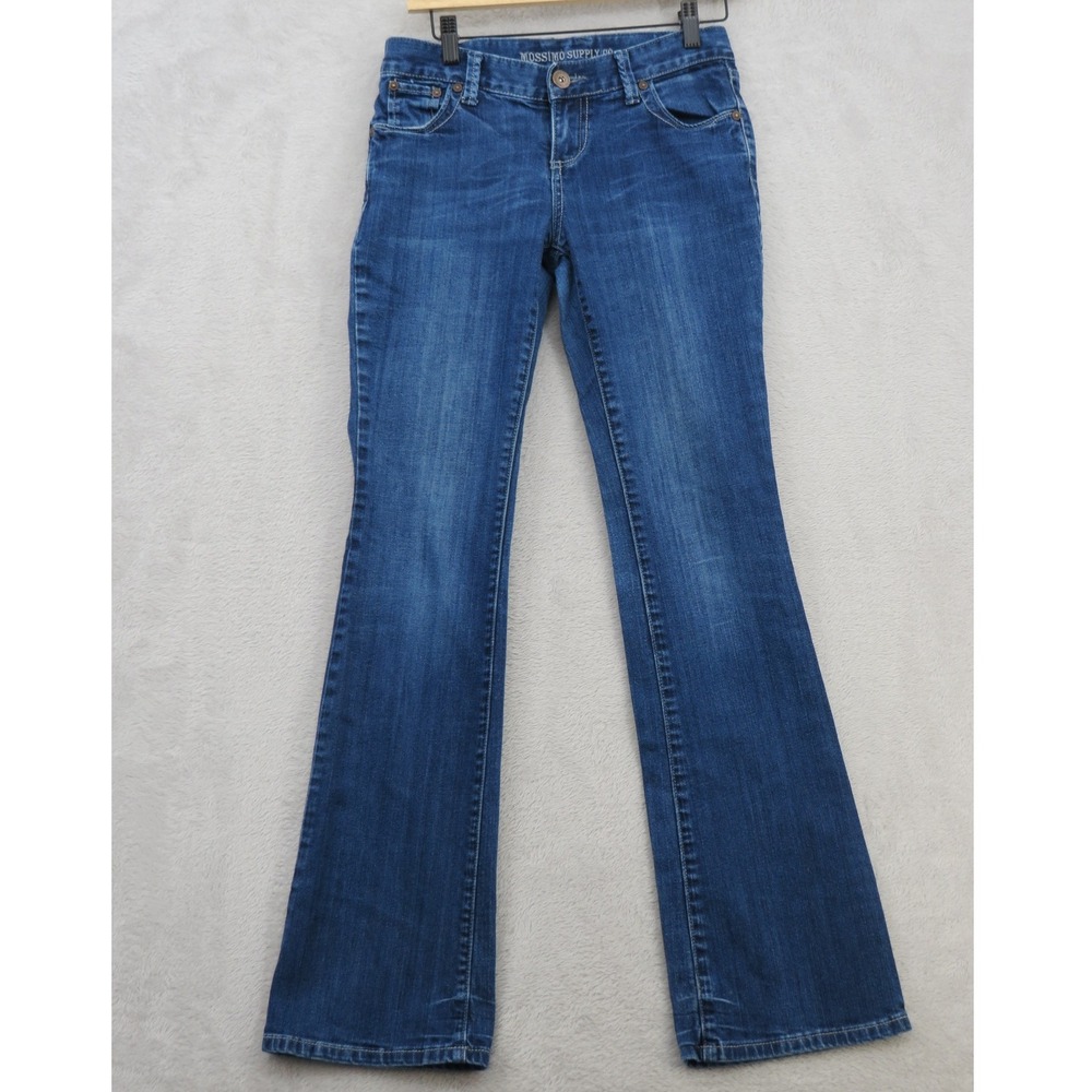Mossimo Supply Co Womens 3 Bootcut Jeans Low Rise Y2K Medium Wash Stretch Denim
